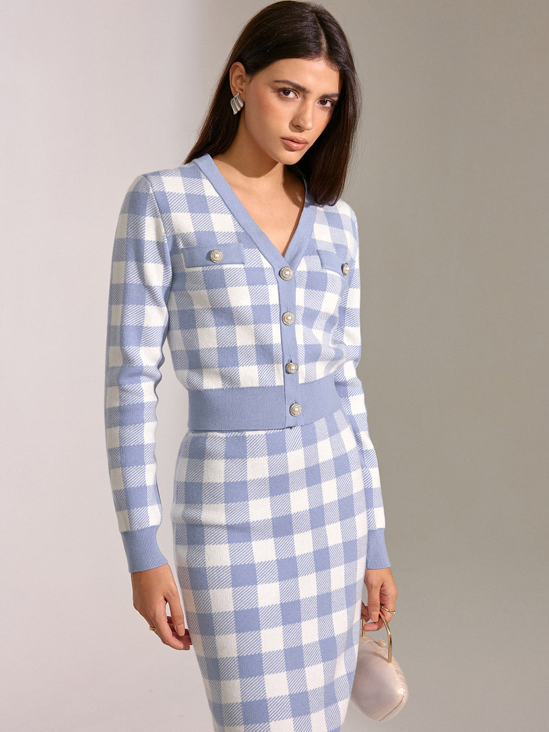 Vintage Plaid Wool Blend Cardigan  Liora Lane Boutique Cardigans Blue / XL 84.99