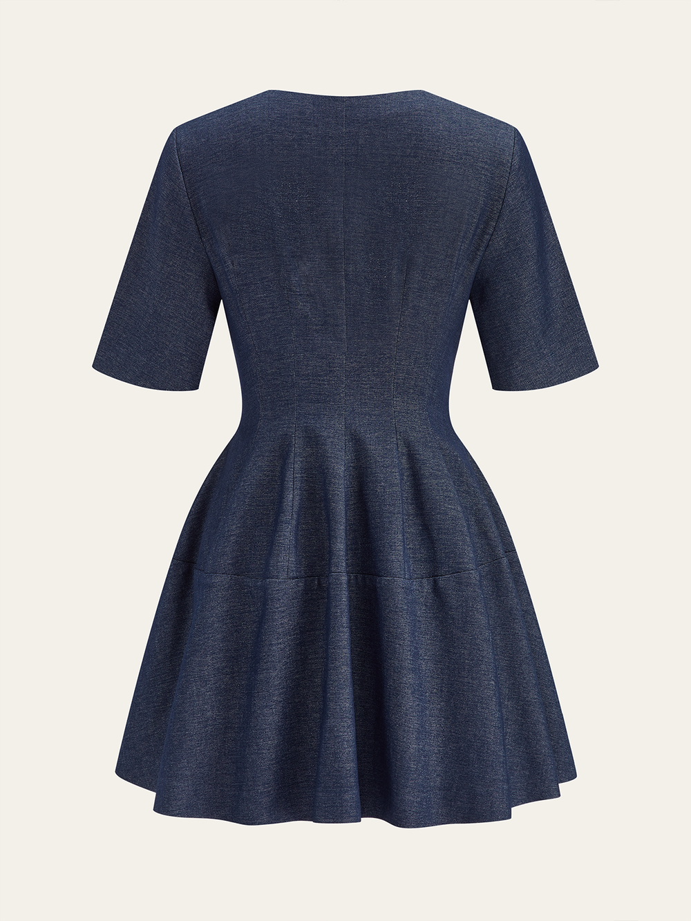 Denim Short Sleeved Zip-Front Mini Dress  Liora Lane Boutique Dresses