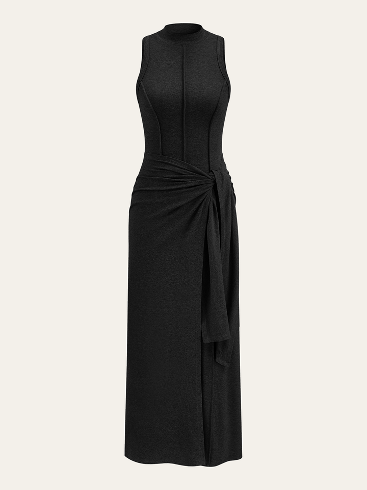 Sleeveless Mock Neck Midi Dress  Liora Lane Boutique Dresses Black / XL 84.99