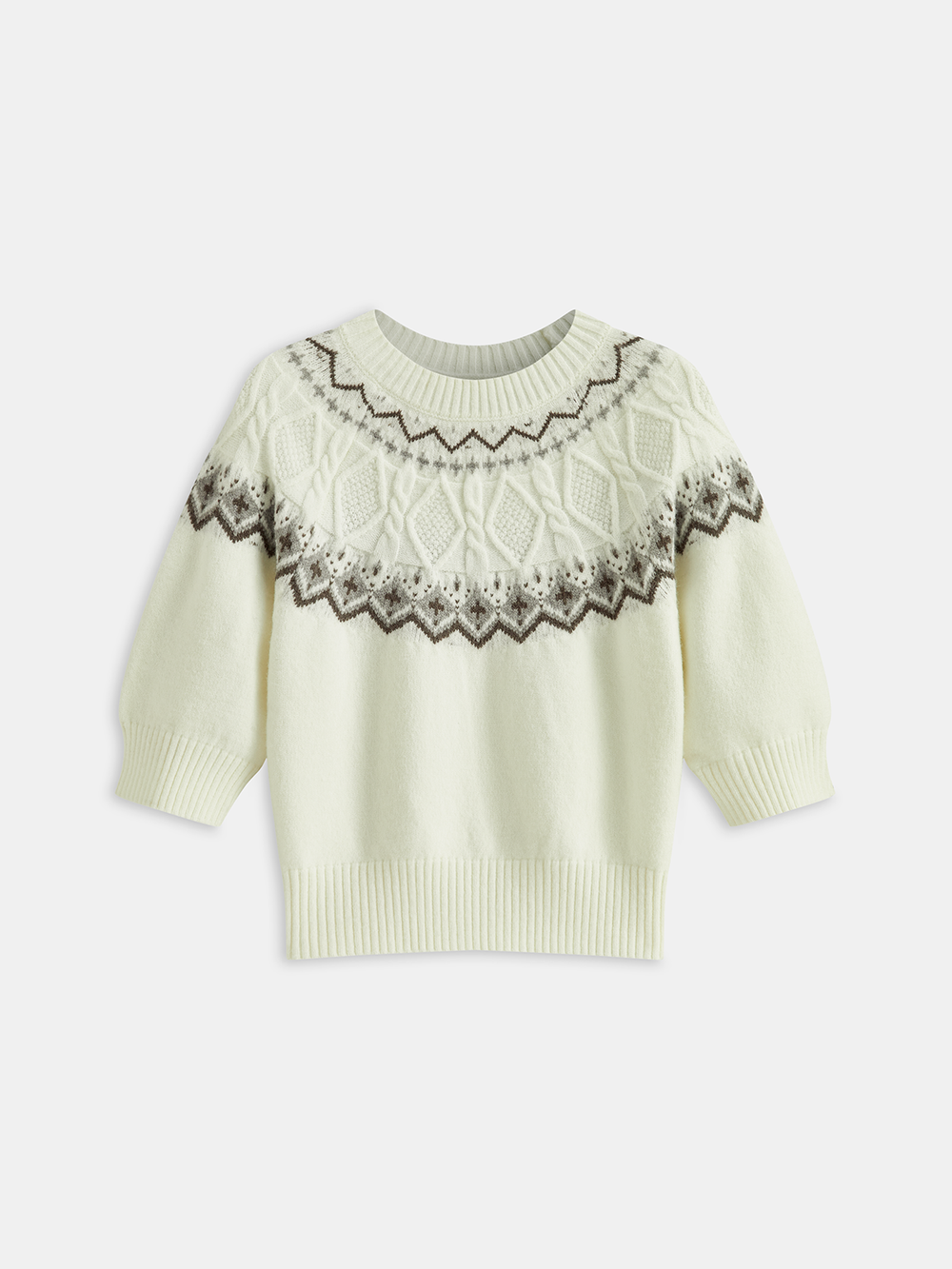 Fair Isle Pattern Short Sleeve Knit Top  Liora Lane Boutique Knit Tops