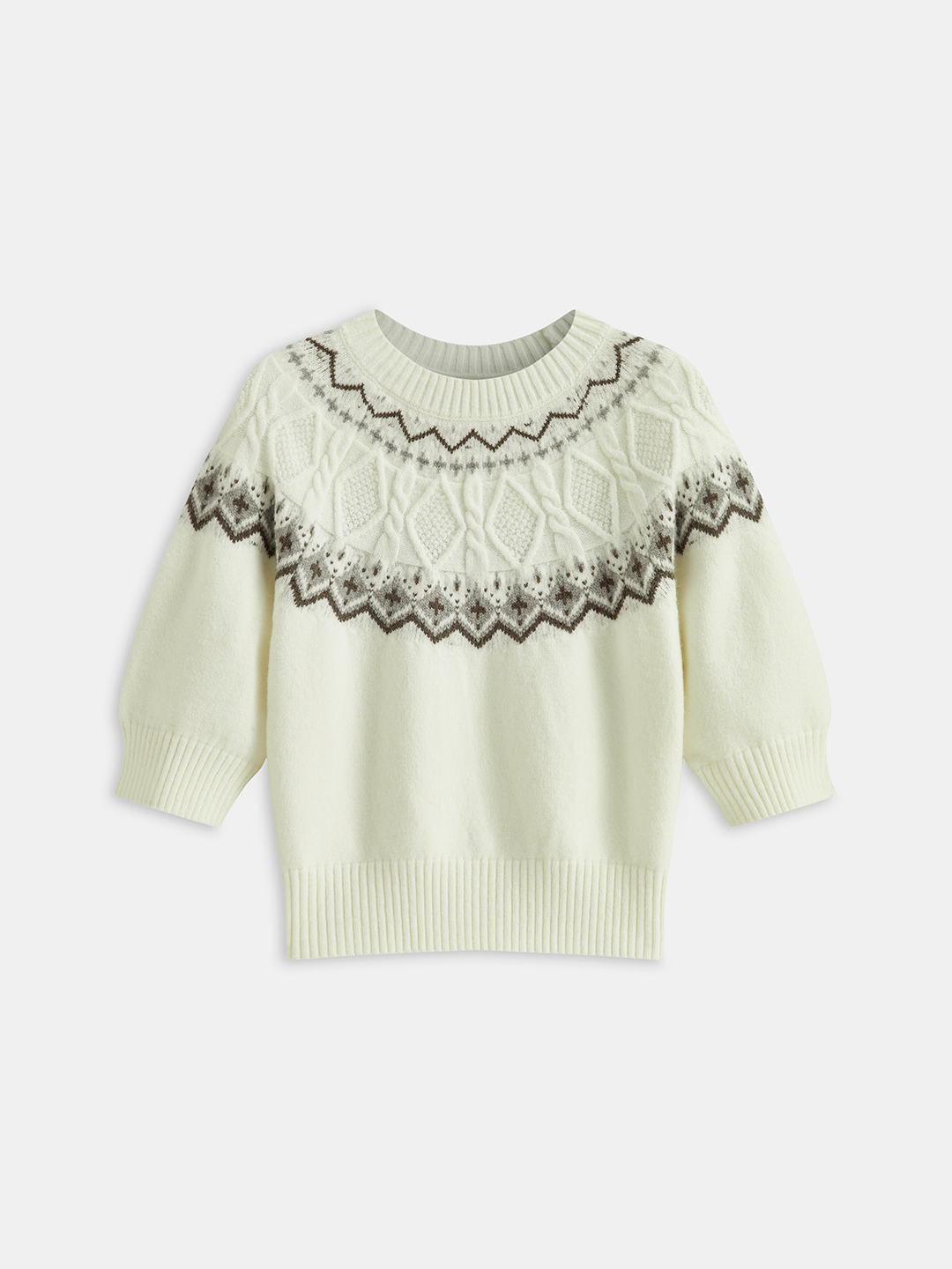 Fair Isle Pattern Short Sleeve Knit Top  Liora Lane Boutique Knit Tops