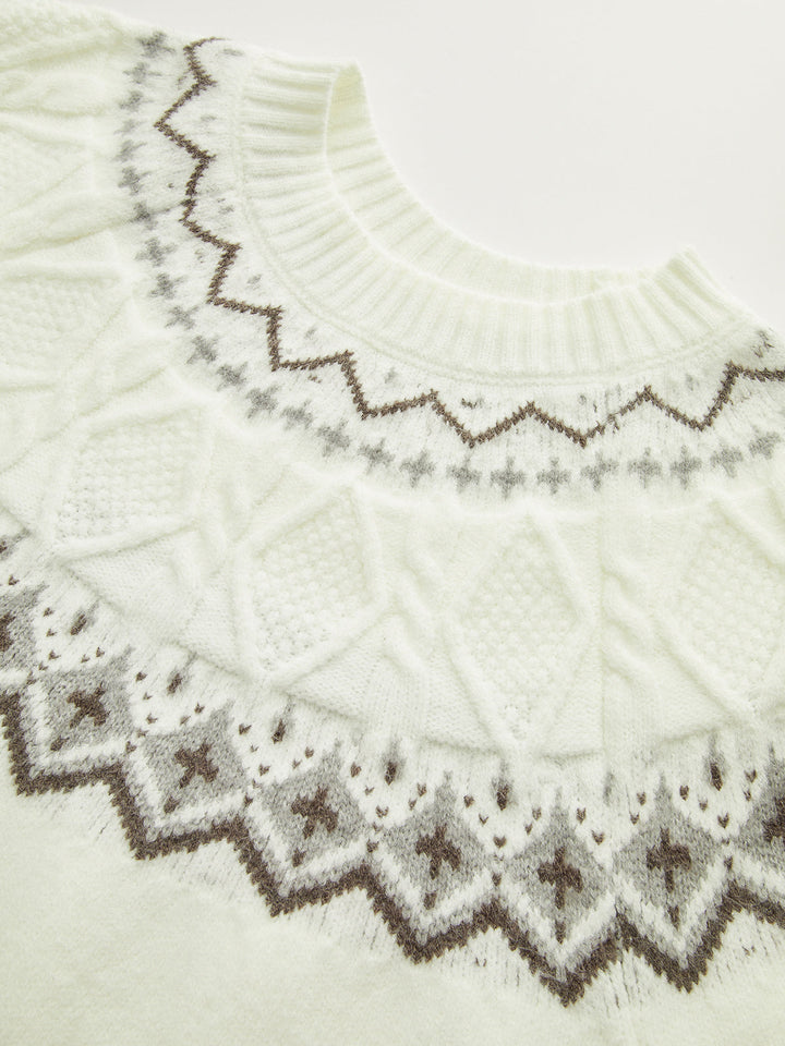 Fair Isle Pattern Short Sleeve Knit Top  Liora Lane Boutique Knit Tops