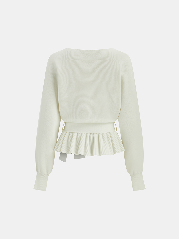 Bow Belted Peplum Knit Top  Liora Lane Boutique Knit Tops