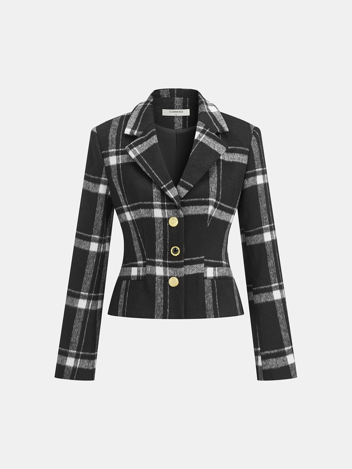 Plaid Wool Blend Blazer  Liora Lane Boutique Blazers