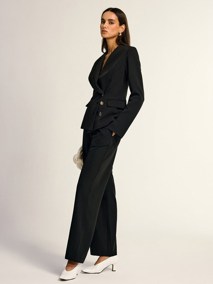 Metal Button Shawl Collar Blazer  Liora Lane Boutique Blazers