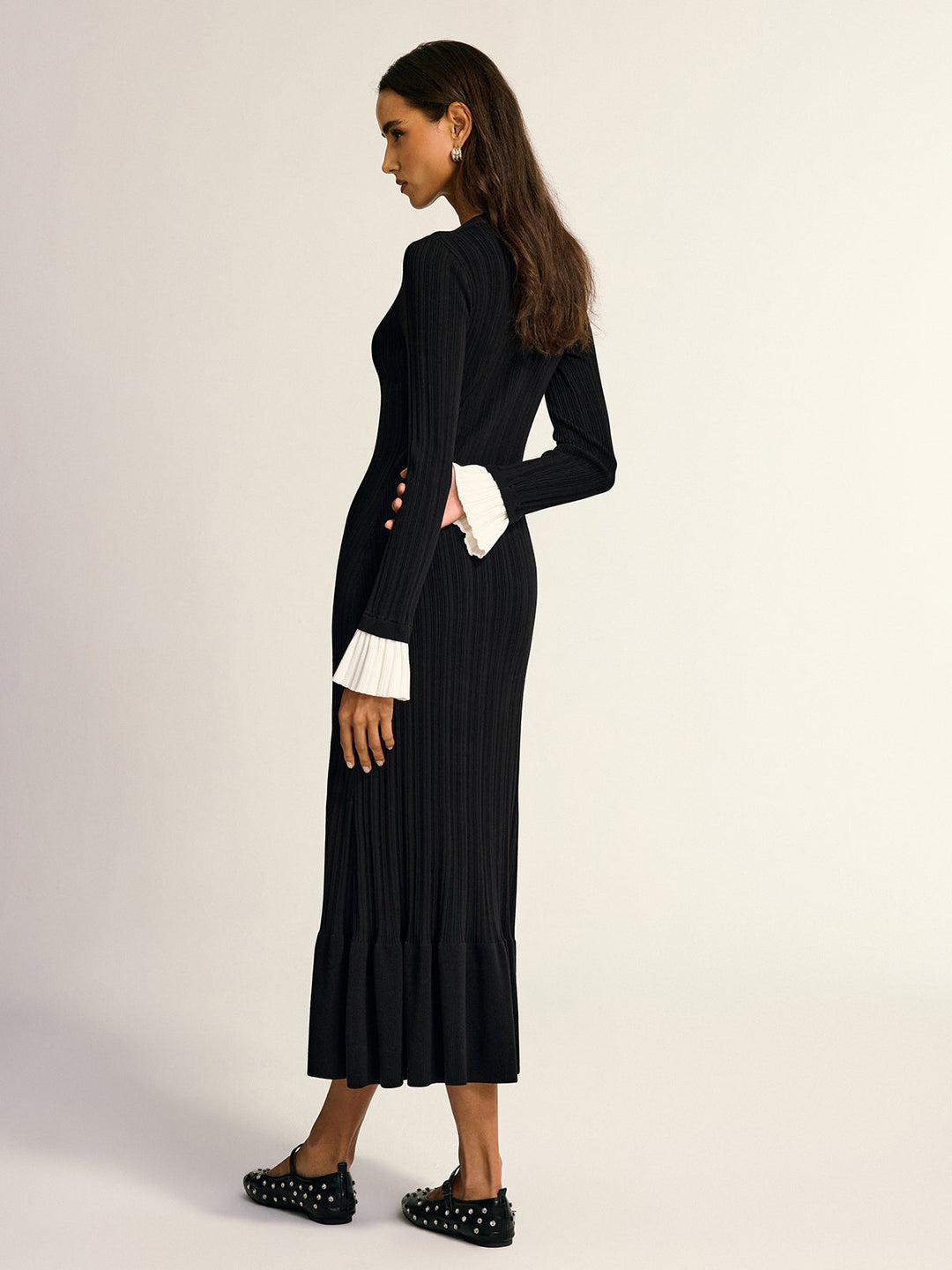 Ruffled Hem Button Front V-Neck Maxi Dress  Liora Lane Boutique Sweater Dresses