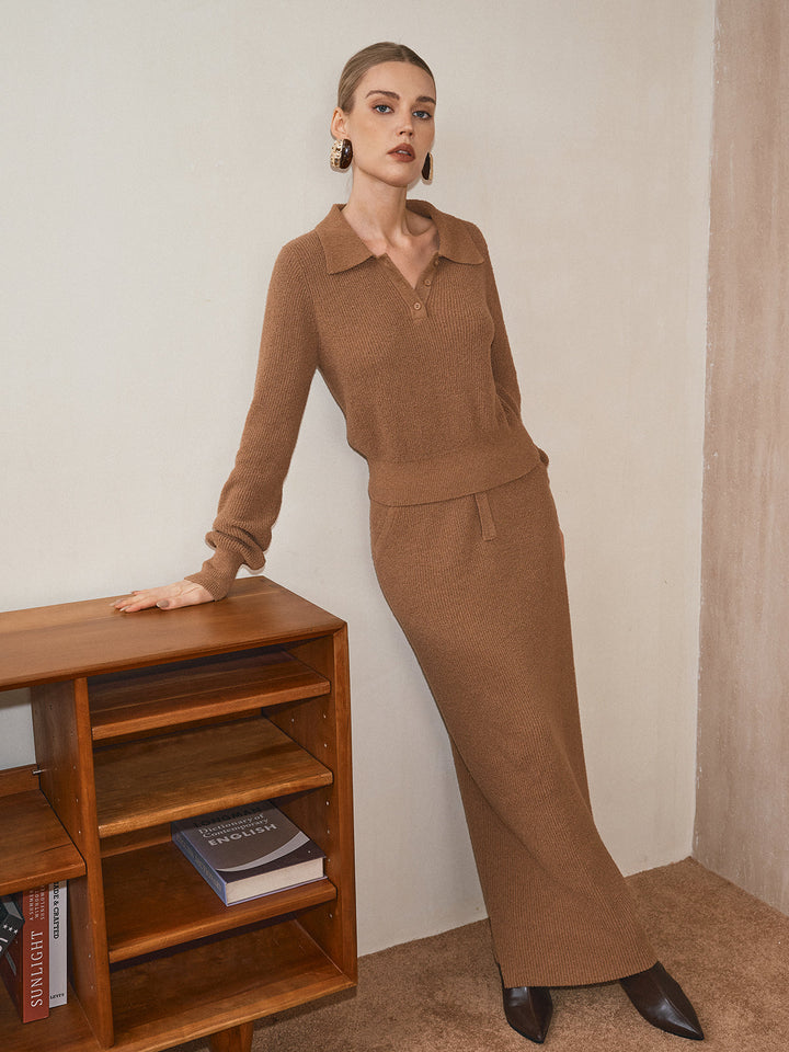 Mid-Waist Button Detail Sweater Skirt  Liora Lane Boutique Sweater Skirts