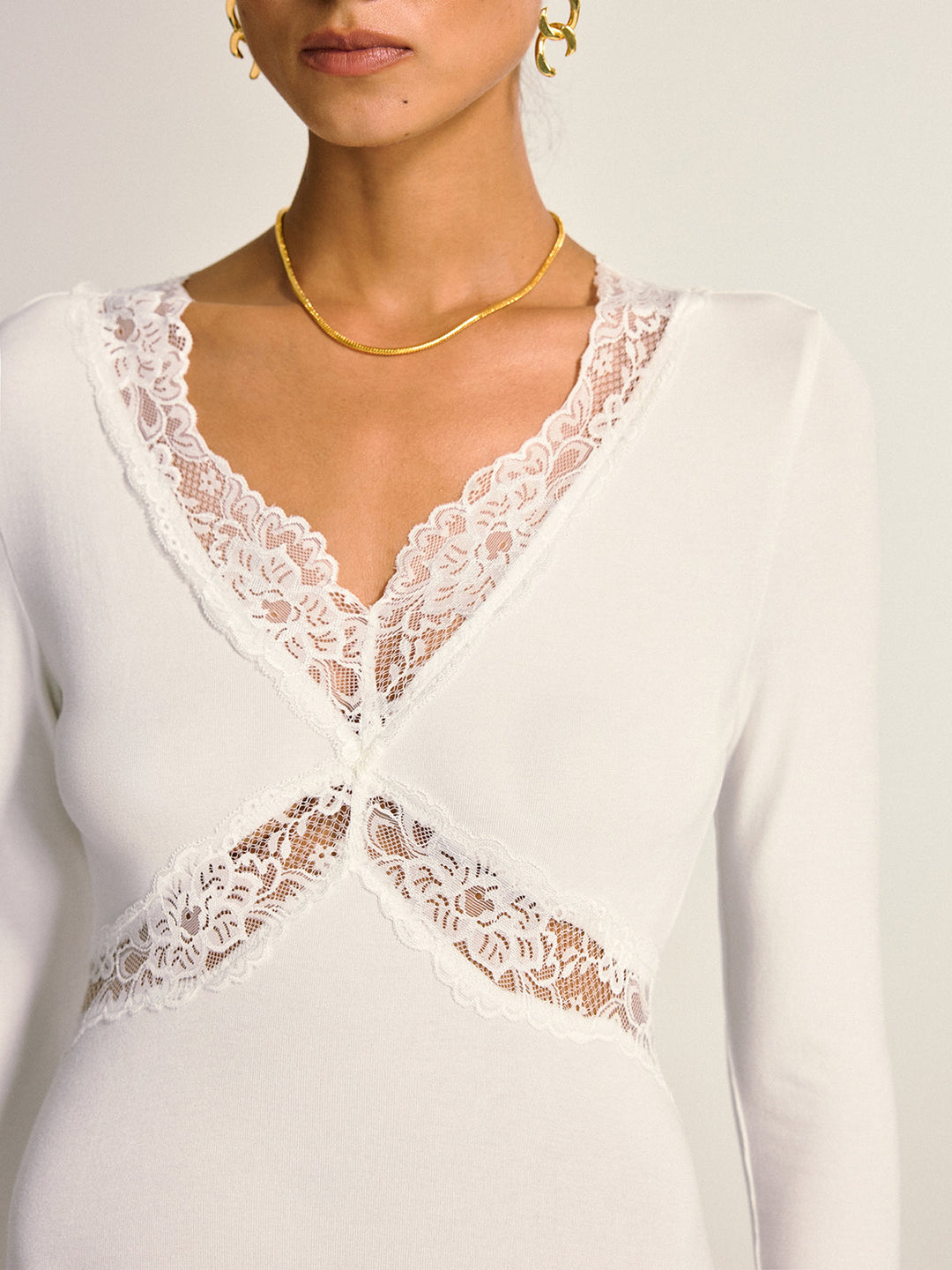 Lace Cross Paneled Long Sleeve Maxi Dress  Liora Lane Boutique Dresses