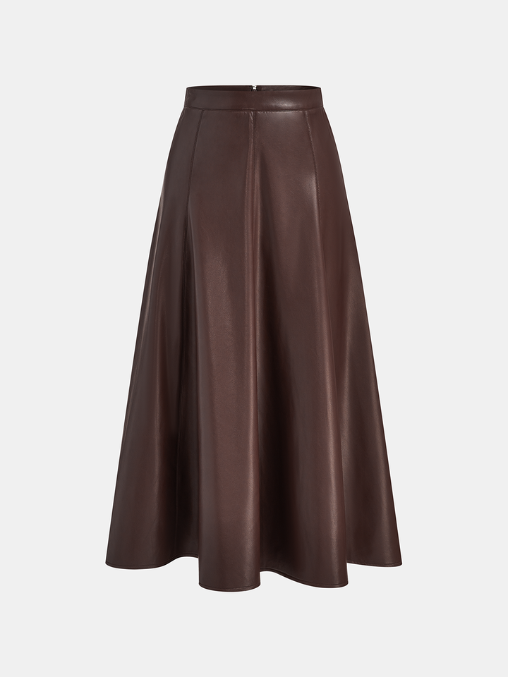 PU A-Line Mid-Waist Skirt  Liora Lane Boutique Skirts Burgundy / XL 58.00