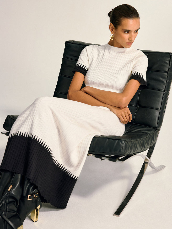 Contrast Detail Knit Co-ord Set  Liora Lane Boutique Sweater Co-ords White / XL 72.00