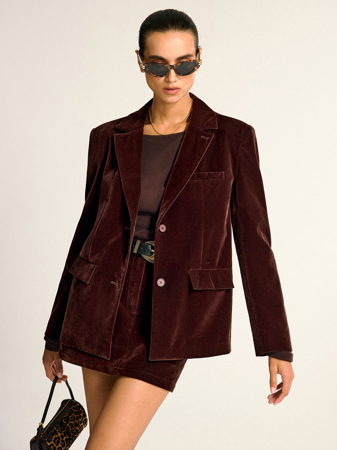 Velvet Shawl Collar Blazer  Liora Lane Boutique Blazers Dark Brown / XL 180.00