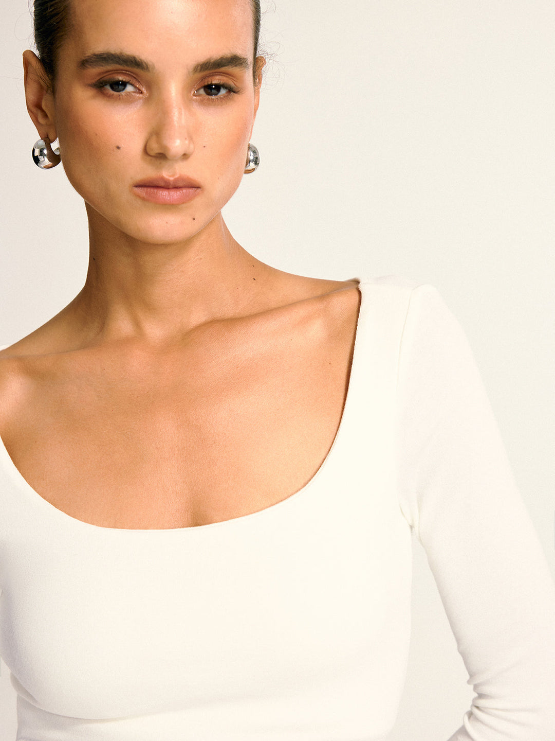 Bra-Free Slim Fit Low Neck Long Sleeve Top  Liora Lane Boutique T-Shirts
