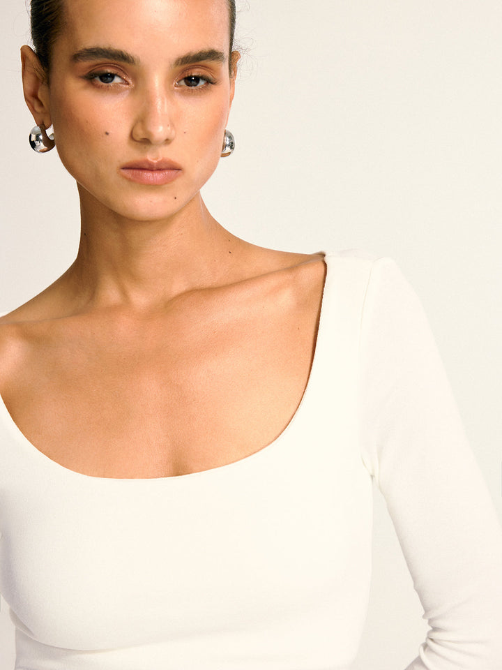 Bra-Free Slim Fit Low Neck Long Sleeve Top  Liora Lane Boutique T-Shirts