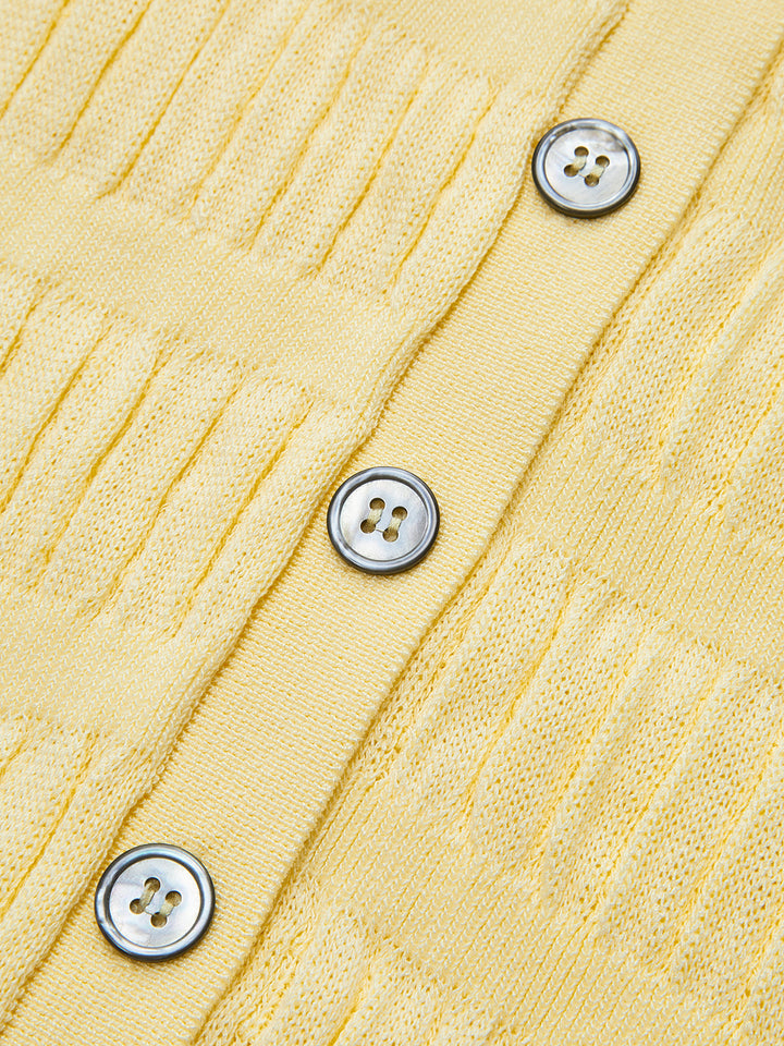 Shirt Collar Textured Knit Button Cardigan  Liora Lane Boutique Cardigans