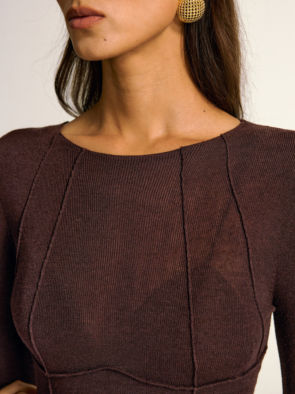 Semi-Sheer Slim Fit Wool Blend Knit Top  Liora Lane Boutique Knit Tops