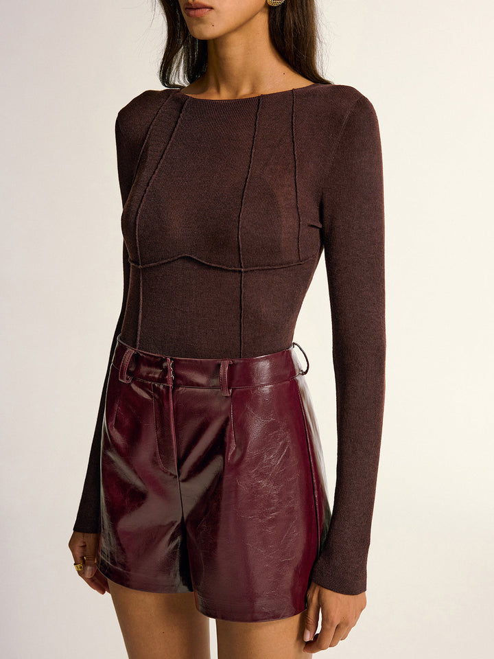 Semi-Sheer Slim Fit Wool Blend Knit Top  Liora Lane Boutique Knit Tops