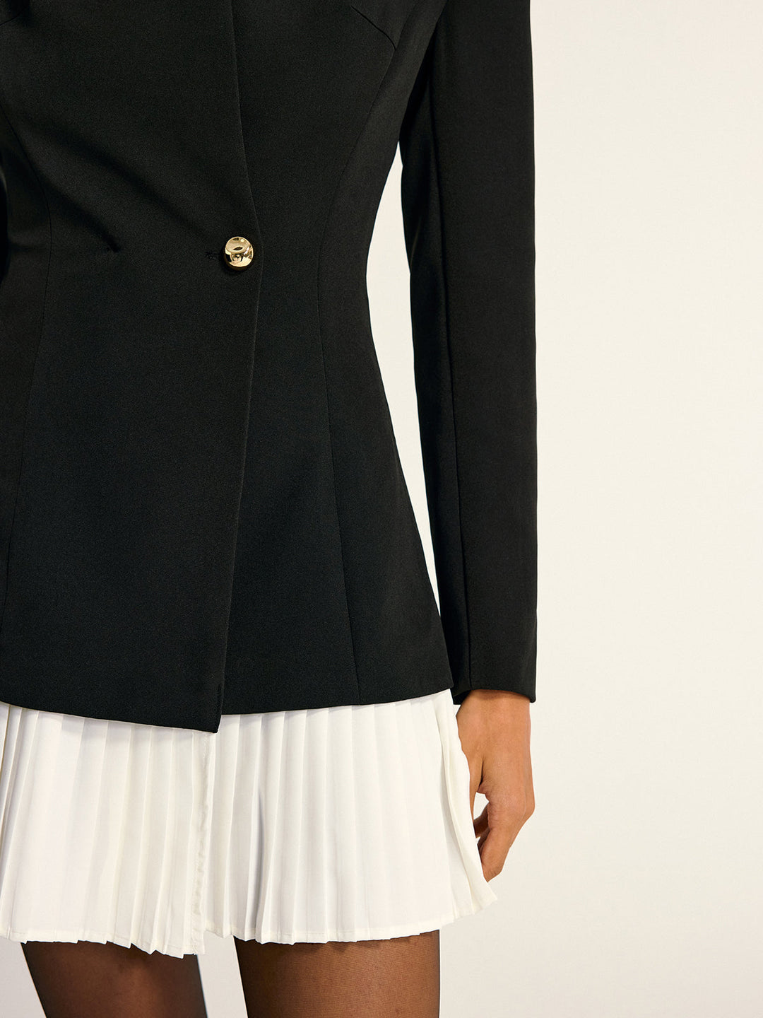 Contrast Pleated Hem Blazer Dress  Liora Lane Boutique Dresses