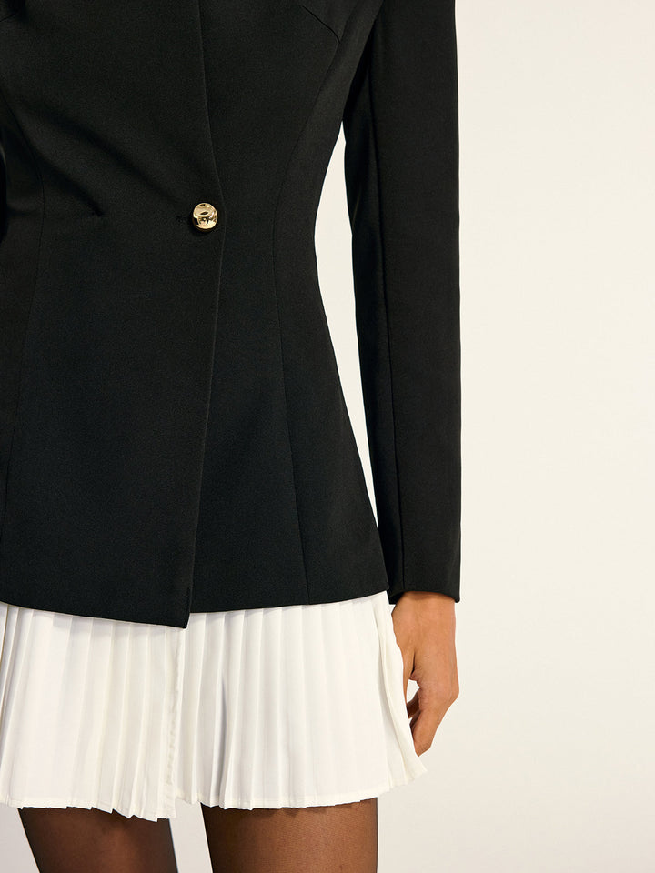 Contrast Pleated Hem Blazer Dress  Liora Lane Boutique Dresses