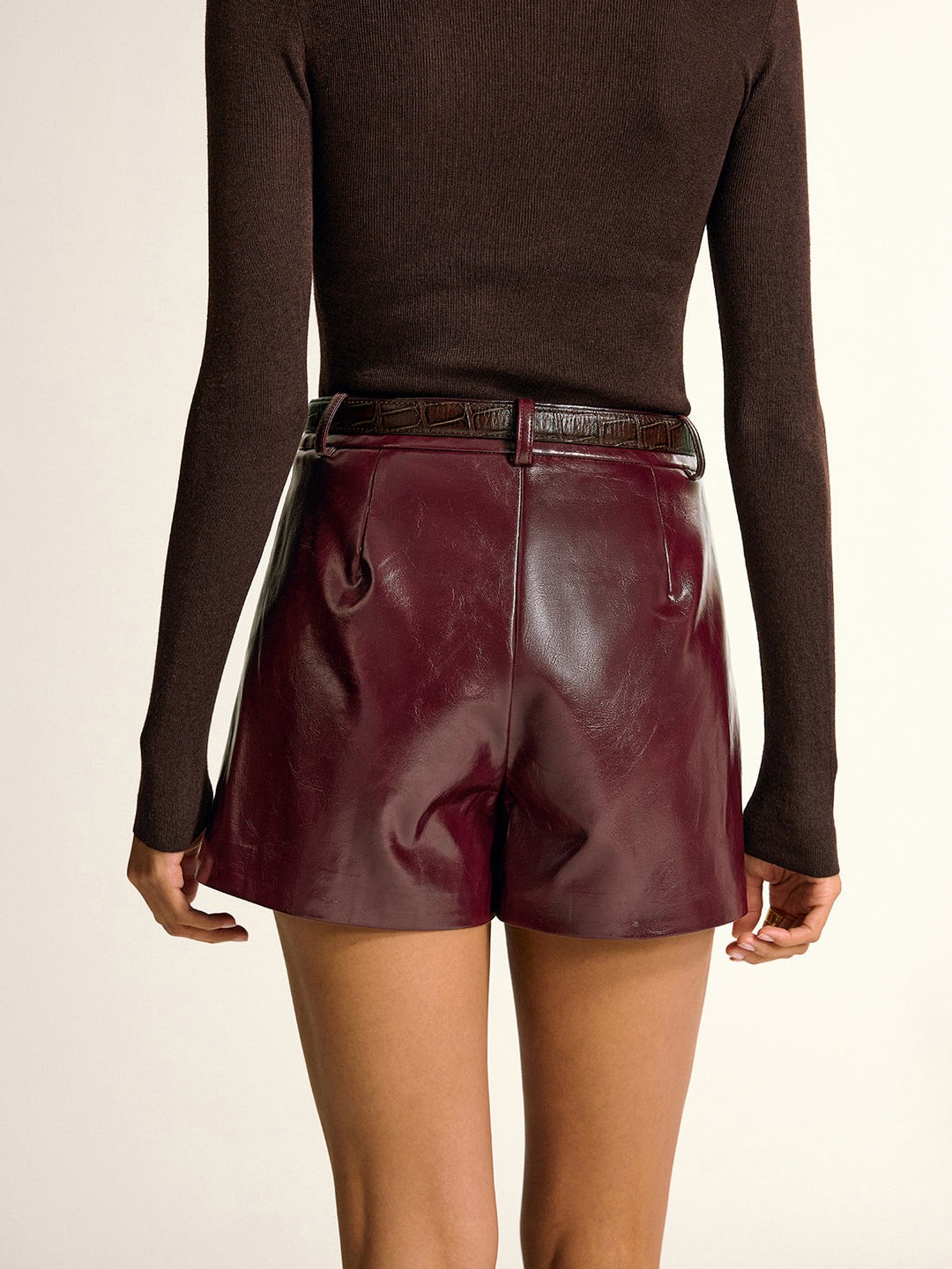 PU Leather Shorts without Belt  Liora Lane Boutique Shorts