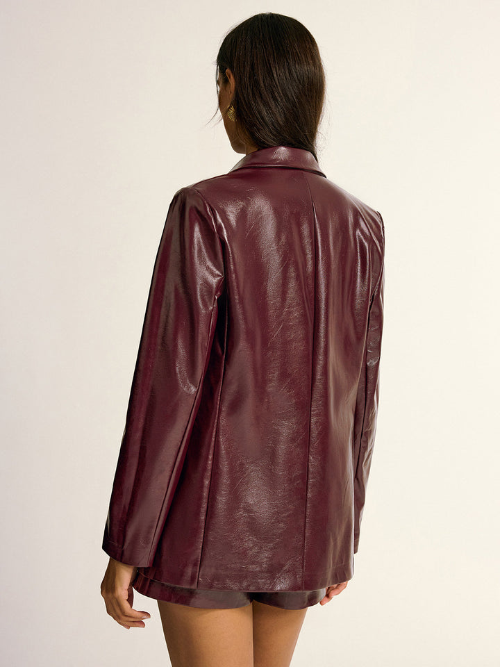 PU Leather Metal Button Lapel Pocket Blazer  Liora Lane Boutique Blazers