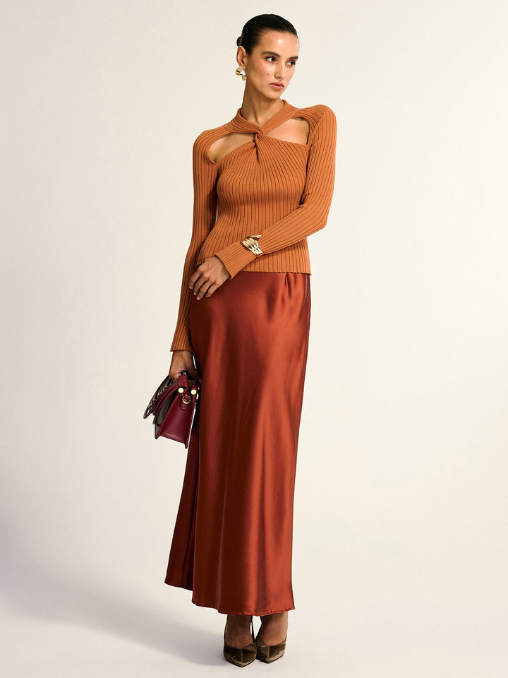 Twist Cut-Out Knit Top  Liora Lane Boutique Knit Tops