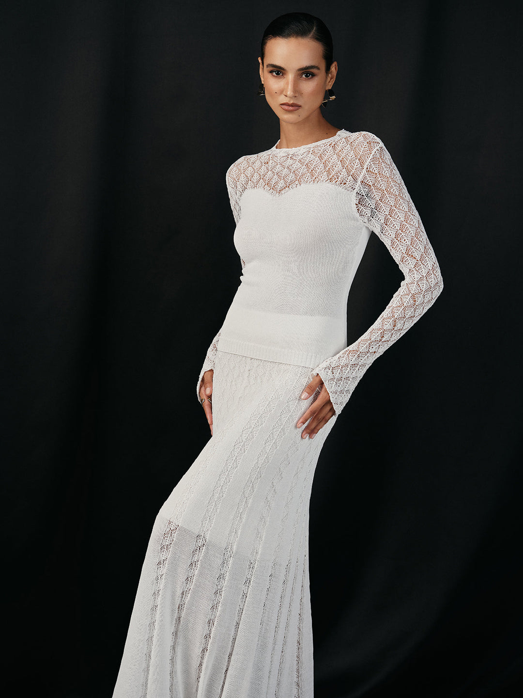 Lace Paneled Long Sleeve Knit Top  Liora Lane Boutique Knit Tops