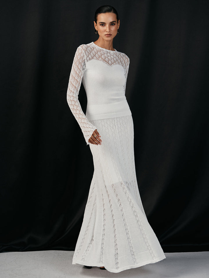 Lace Paneled Long Sleeve Knit Top  Liora Lane Boutique Knit Tops