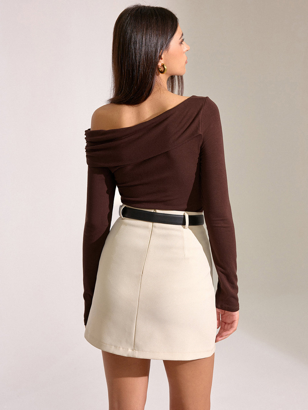 Metal Detail Off-Shoulder Long Sleeve T-Shirt  Liora Lane Boutique T-Shirts