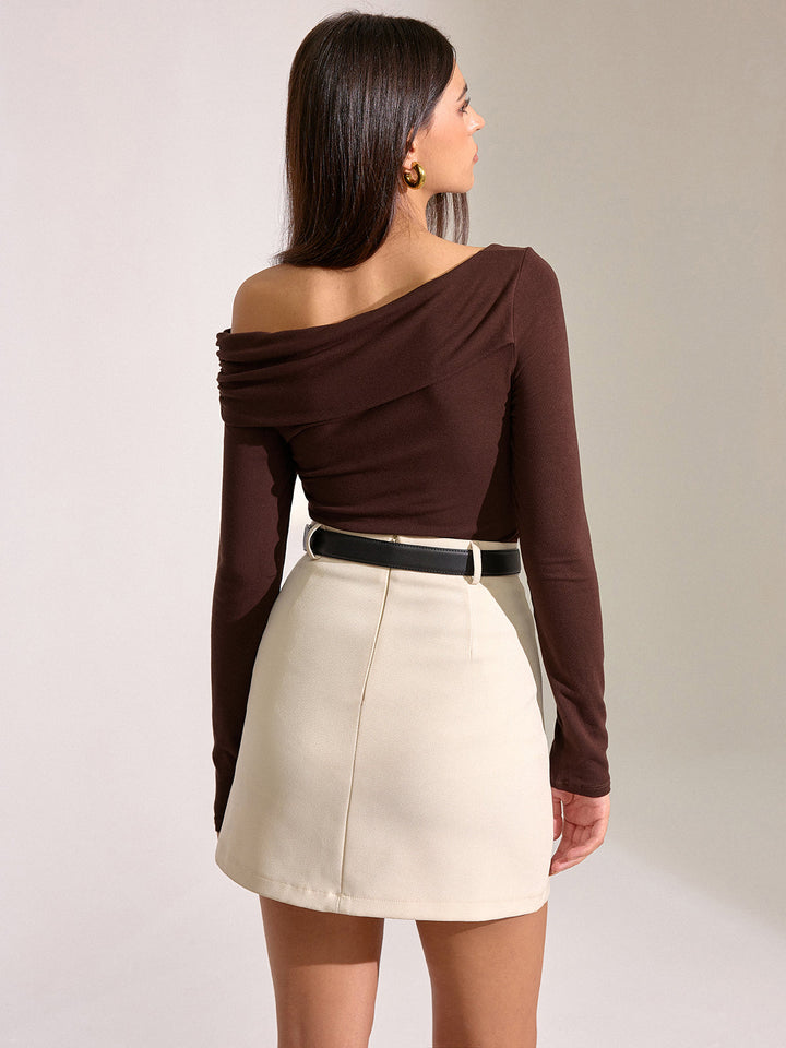 Metal Detail Off-Shoulder Long Sleeve T-Shirt  Liora Lane Boutique T-Shirts
