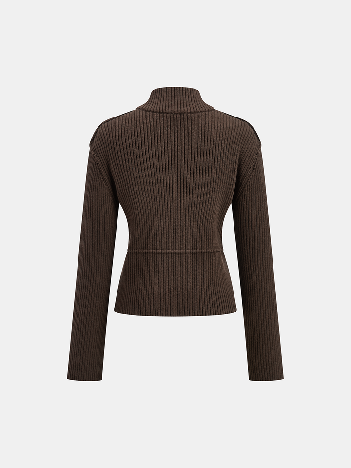 Stand Collar Asymmetric Button Cardigan  Liora Lane Boutique Cardigans