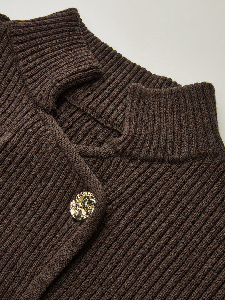 Stand Collar Asymmetric Button Cardigan  Liora Lane Boutique Cardigans