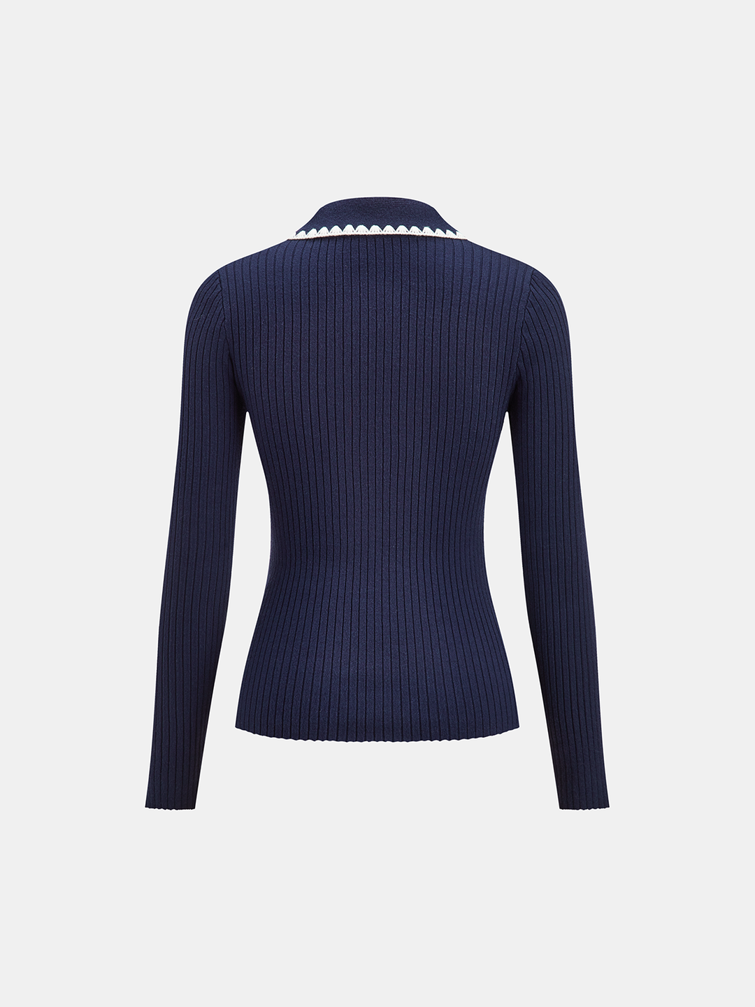 Contrast Trim Ribbed Knit Polo Top  Liora Lane Boutique Knit Tops