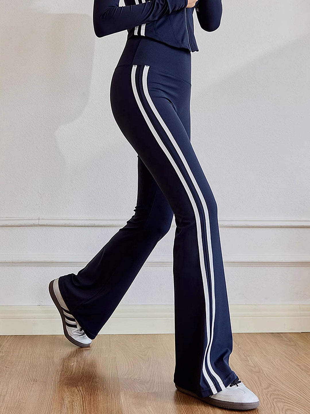 Slim Fit Side Striped High-Waist Pants  Liora Lane Boutique Pants Blue / XL 39.00