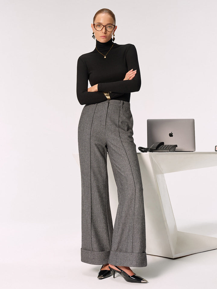 Mid-Waist Cuffed Wide-Leg Pants  Liora Lane Boutique Pants
