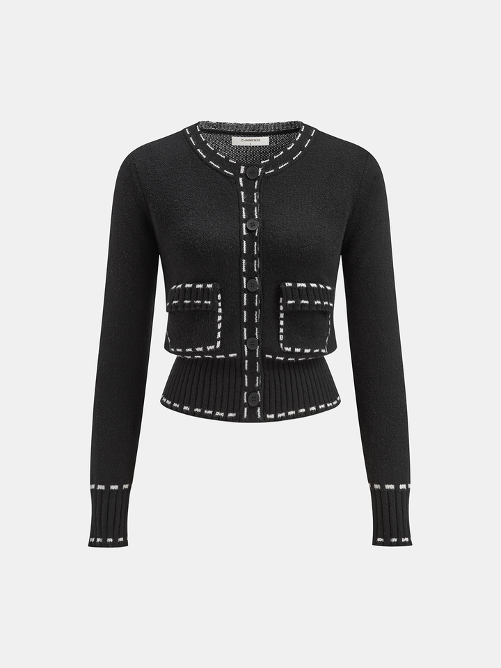 Contrast Trim Cardigan  Liora Lane Boutique Cardigans Black / XL 84.99