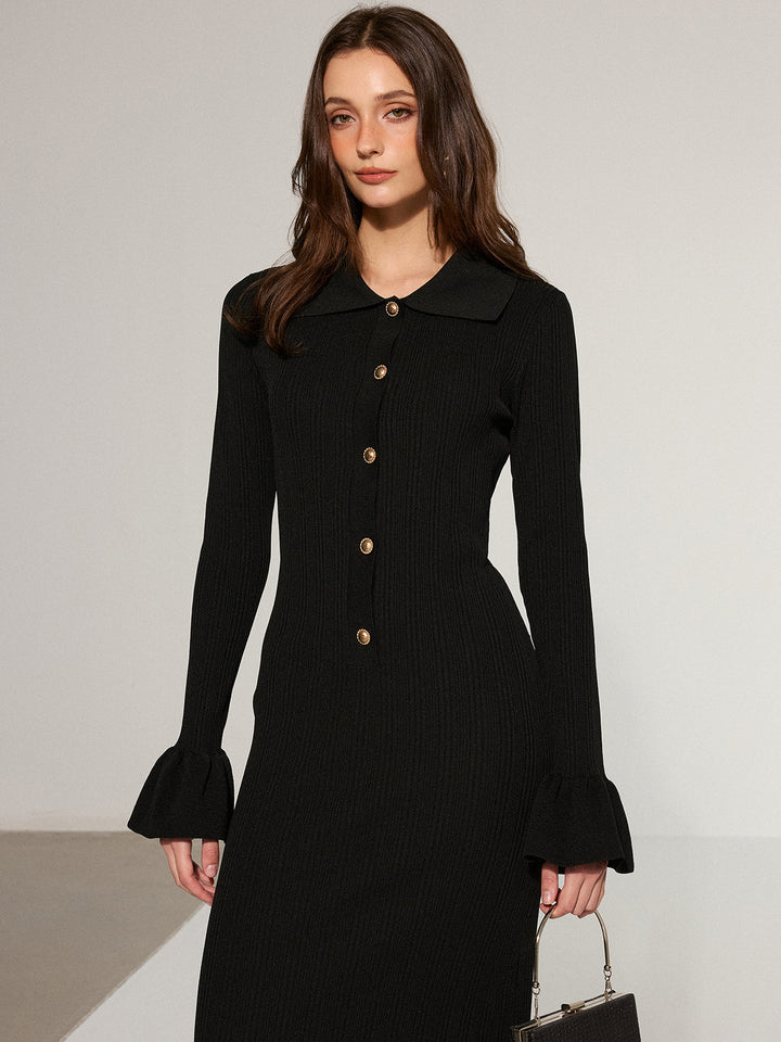 Mermaid Hem Collared Knit Maxi Dress  Liora Lane Boutique Sweater Dresses