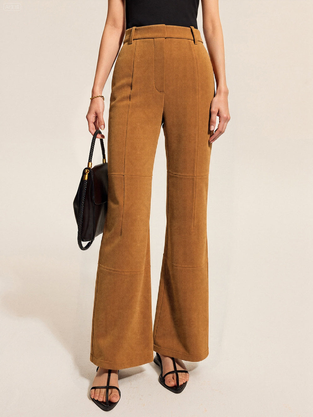Suede Mid-Waist Paneled Pants  Liora Lane Boutique Pants