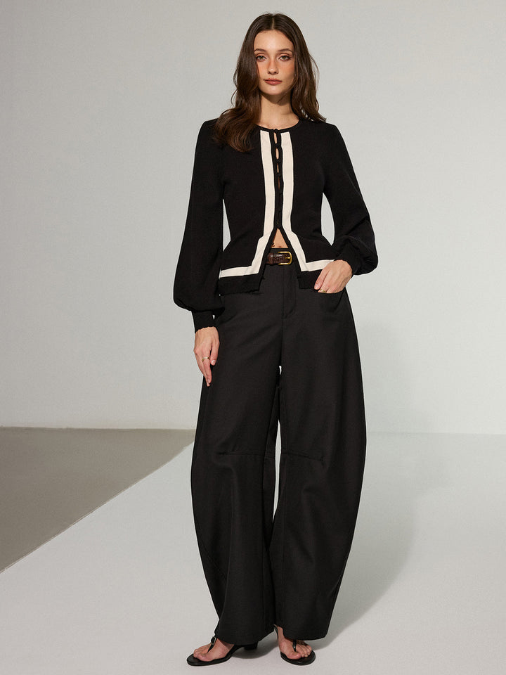 Contrast Trim Knitted Cardigan  Liora Lane Boutique Cardigans