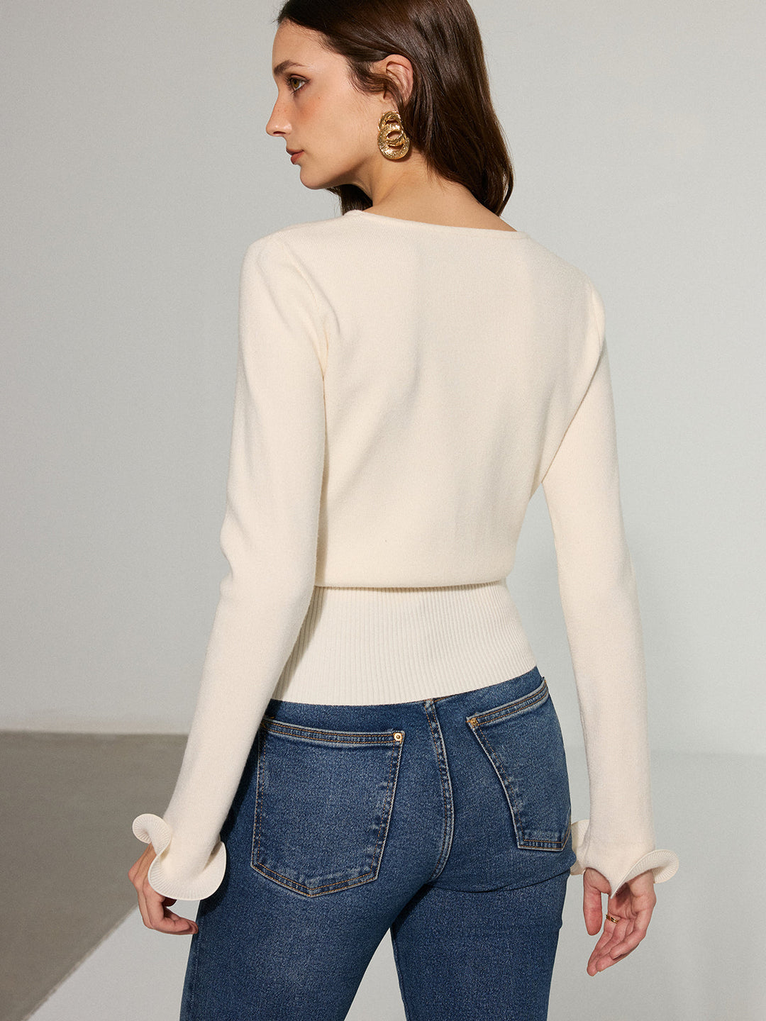 Ruffle Sleeve Sweater  Liora Lane Boutique Knit Tops