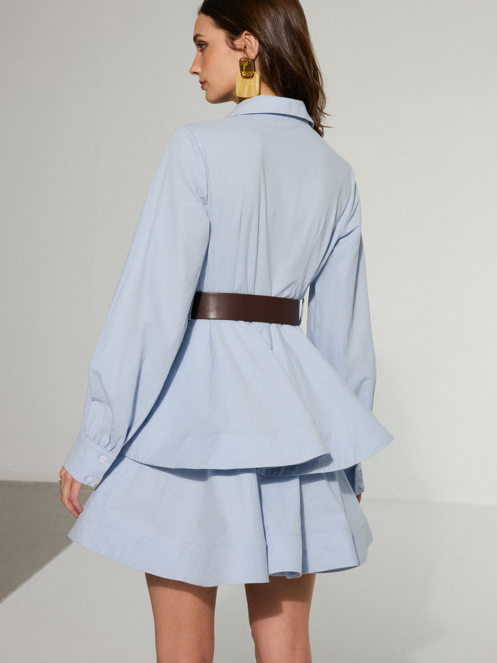 Belted Zip-From Cotton Tiered Shirt Dress  Liora Lane Boutique Dresses