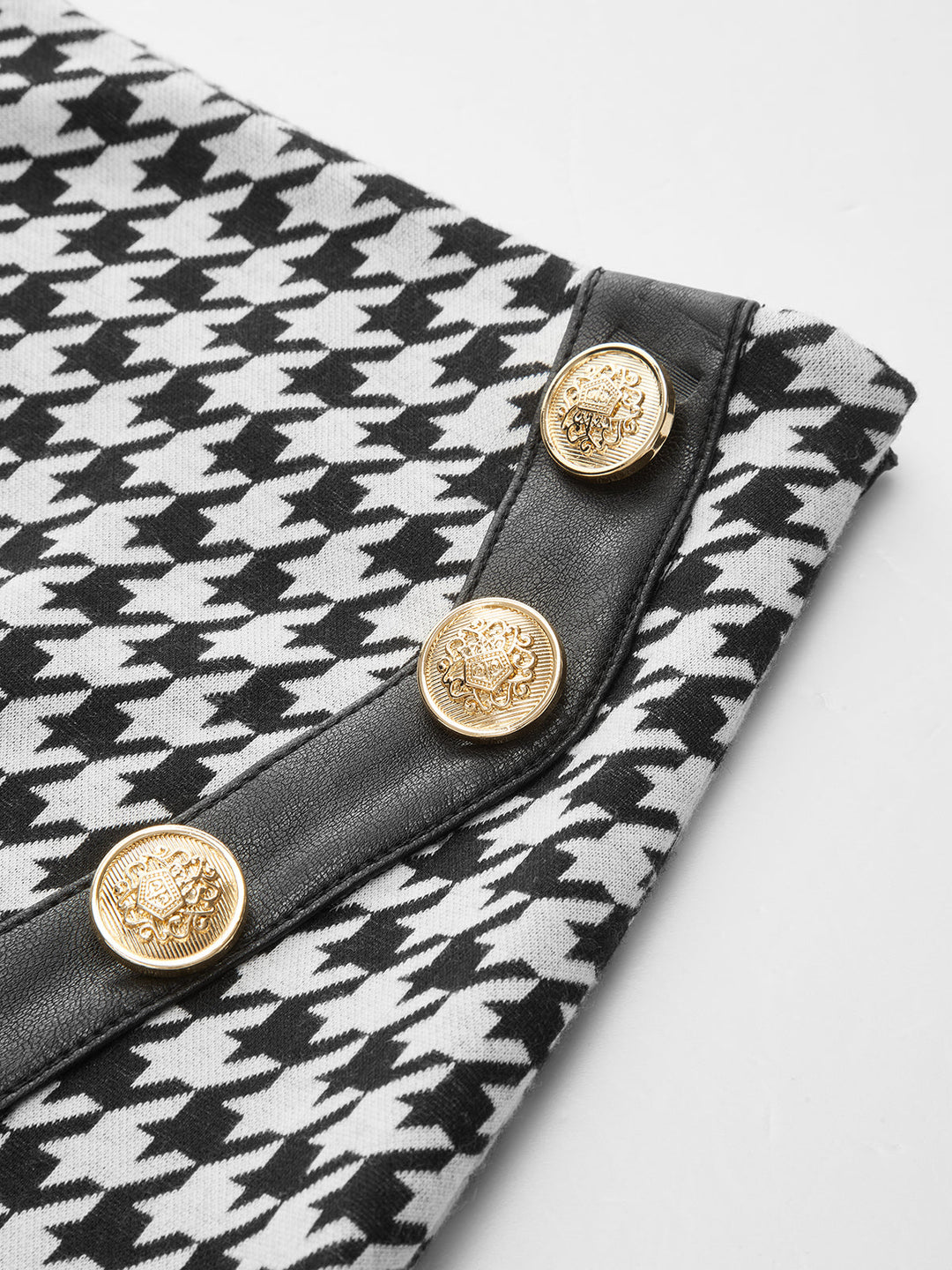 Houndstooth Paneled Knit Mini Skirt  Liora Lane Boutique Skirts