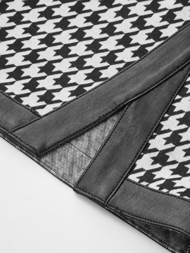 Houndstooth Paneled Knit Mini Skirt  Liora Lane Boutique Skirts