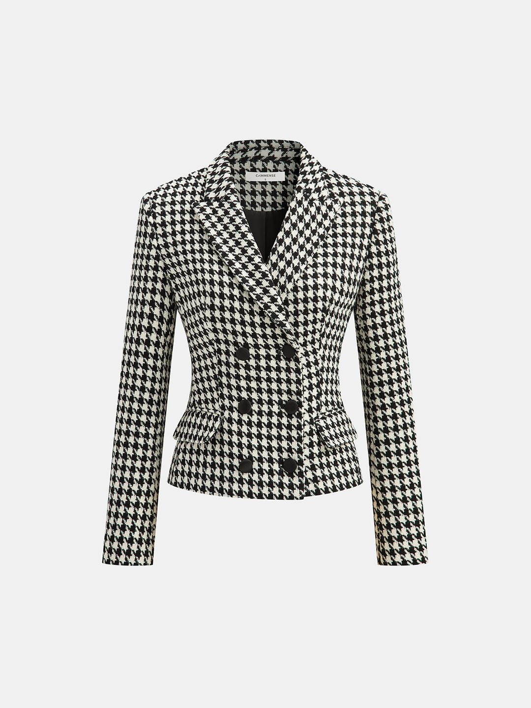 Houndstooth Tweed Double-Breasted Blazer  Liora Lane Boutique Blazers Black and White / XL 172.00