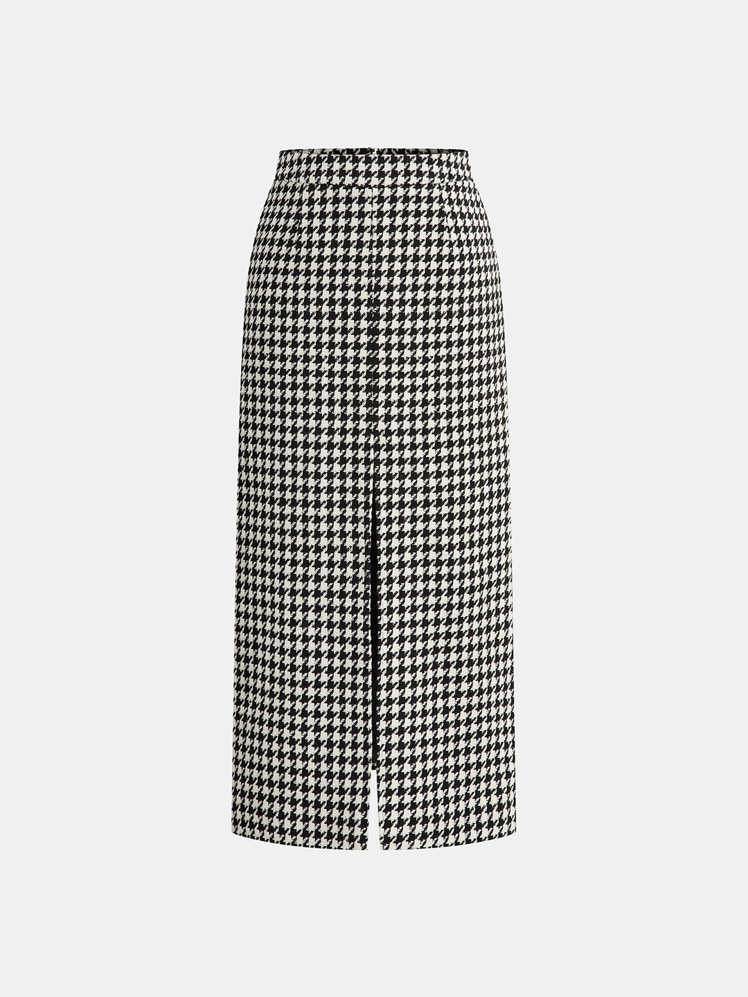 Houndstooth Tweed Slit Front Maxi Skirt  Liora Lane Boutique Skirts BlackandWhite / XL 52.00