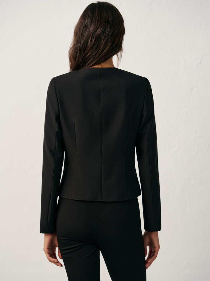 Round Neck Double-Breasted Blazer  Liora Lane Boutique Blazers