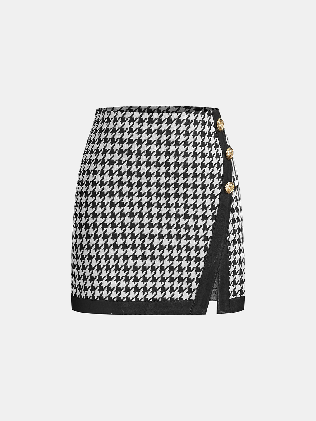 Houndstooth Paneled Knit Mini Skirt  Liora Lane Boutique Skirts BlackandWhite / XL 79.99