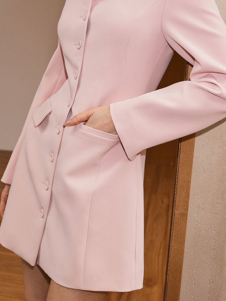 Button-Front Pocket Blazer Dress  Liora Lane Boutique Dresses