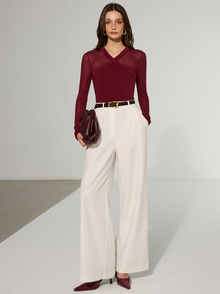 Semi-Sheer Criss-Cross Knit Top  Liora Lane Boutique Knit Tops