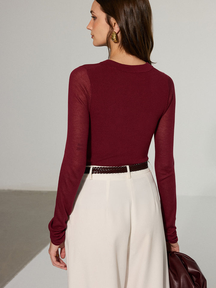 Semi-Sheer Criss-Cross Knit Top  Liora Lane Boutique Knit Tops