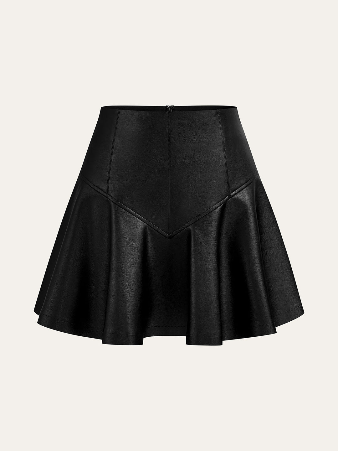 PU High-Waisted Flared Mini Skirt  Liora Lane Boutique Skirts Black / XL 39.00